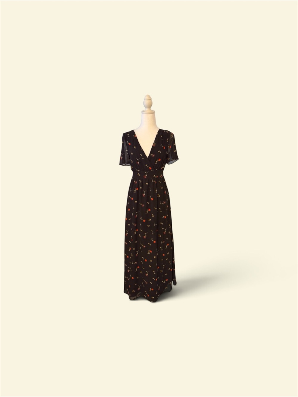 Madewell Black Floral Wrap Style Maxi Dress Size 00